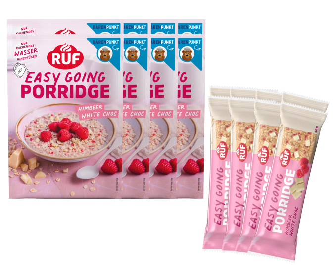 RUF Himbeer White Choc Porridge + Riegel (16 Stück)