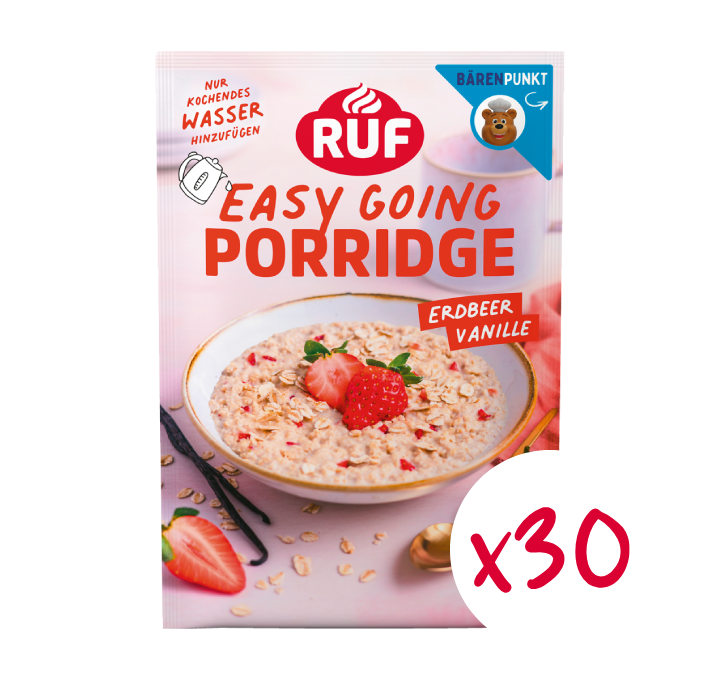 RUF Monats-Vorrat Porridge Erdbeer Vanille (30 Stück)