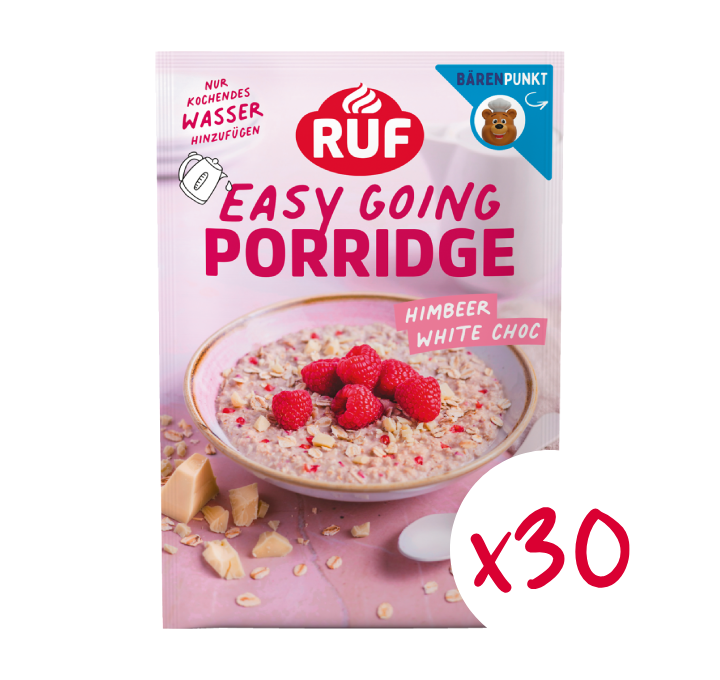 RUF Monats-Vorrat Porridge Himbeer White Chocolate (30 Stück)